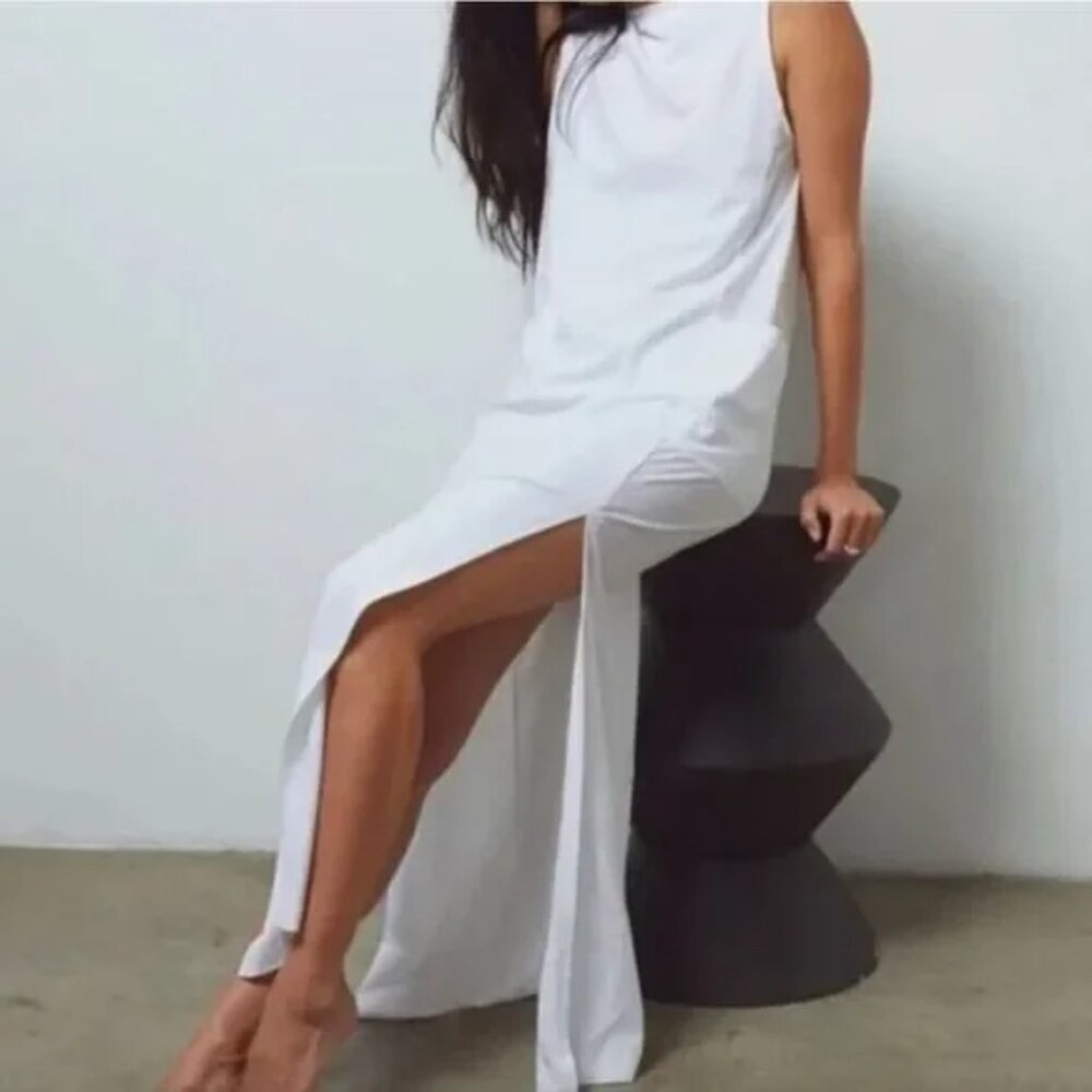 Lunya Cool Paneled Sleeveless Maxi Dress in Sincere White - Picture 3 of 12